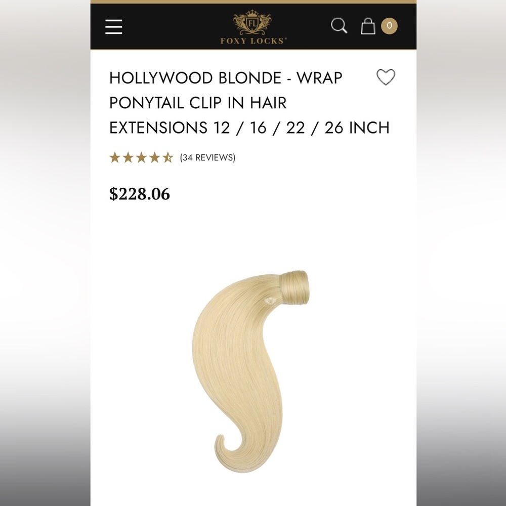 FOXY LOCKS HOLLYWOOD BLONDE - WRAP PONYTAIL CLIP IN HAIR EXTENSIONS 22 INCH